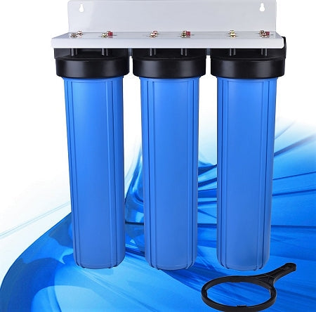 BIG BLUE 20" WATER FILTER SYSTEM 1" WITH FILTERS-TRIPLE KDF85 - Well Water