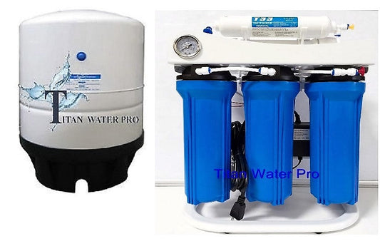5 Stage Reverse Osmosis Water Filter System 300 GPD-Booster Pump -14 Gallon Tank