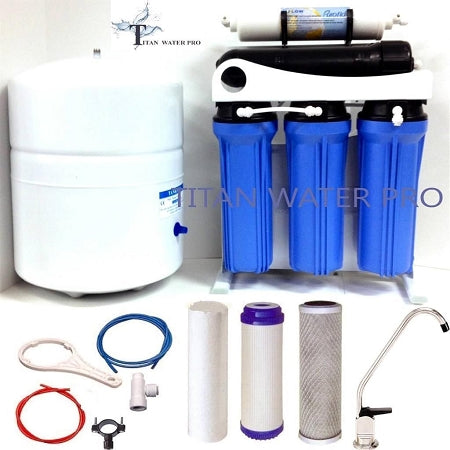 5 Stage Reverse Osmosis Drinking Water Filter System 150 GPD-Booster Pump - USA